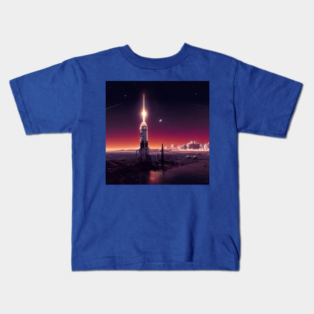 Interplanetary Spaceport Kids T-Shirt by Grassroots Green